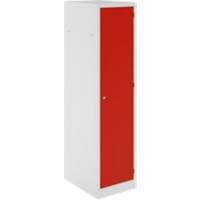Bisley Workwear Steel Locker 1 Doors Steel 600 x 600 x 1,800 mm Light Grey, Cardinal Red