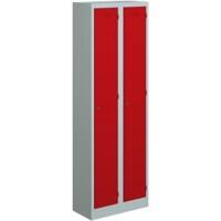 Bisley Primary Steel Locker 1 Doors Steel 600 x 450 x 1,800 mm Light Grey, Cardinal Red