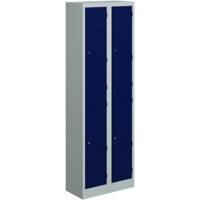 Bisley Primary Steel Locker 2 Doors Steel 600 x 450 x 1,800 mm Light Grey, Oxford Blue