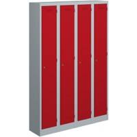 Bisley Primary Steel Locker 1 Doors Steel 1,200 x 450 x 1,800 mm Light Grey, Cardinal Red
