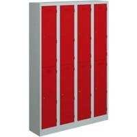 Bisley Primary Steel Locker 2 Doors Steel 1,200 x 450 x 1,800 mm Light Grey, Cardinal Red