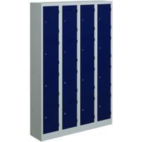 Bisley Primary Steel Locker 4 Doors Steel 1,200 x 450 x 1,800 mm Light Grey, Oxford Blue