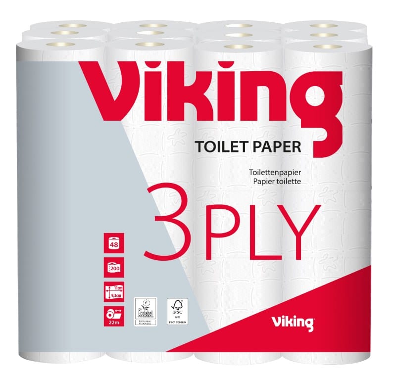 Viking Standard Toilet Roll 3 Ply 48 Rolls of 200 Sheets