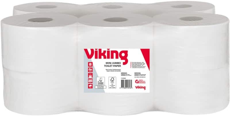 Viking Mini Jumbo Toilet Paper 2 Ply 1193063 12 Rolls of 529 Sheets