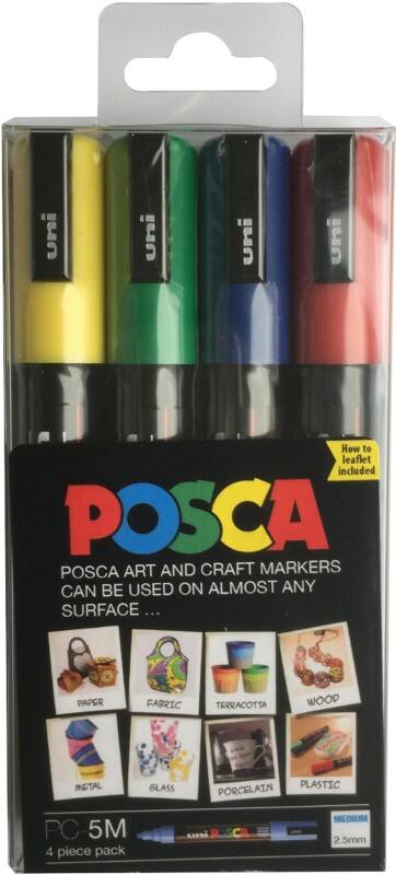 POSCA 153544133 Permanent Paint Marker Assorted Medium Bullet 1.8 - 2.5 mm Pack of 4