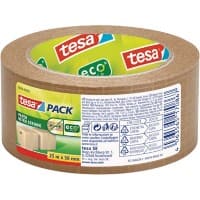 tesa Packaging Tape Low Noise tesapack Paper Ultra Strong Brown 50 mm (W) x 25 m (L) Kraft Paper, Synthetic Rubber