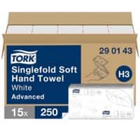 Tork Hand Towels White 1 Ply 290143 250 Sheets Pack of 15