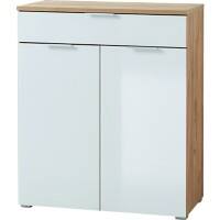 GERMANIA Melamine Storage Cabinet Oak Navarra-oak repro, White 890 x 400 x 1,050 mm