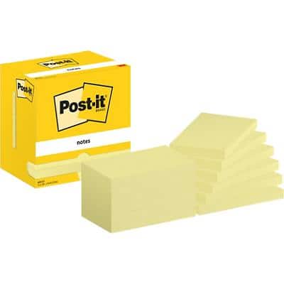 Post-it Sticky Notes 655-CY 76 x 127 mm 100 Sheets Per Pad Yellow Pack of 12