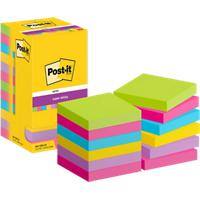 Post-it Super Sticky Notes  654-12SS-UC 76 x 76 mm 90 Sheets Per Pad Blue, Green, Pink, Purple, Yellow Square Plain Pack of 12