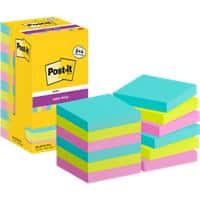 Post-it Cosmic Colours Super Sticky Notes Square 76 x 76 mm Plain Assorted 654-SSCOS-P8+4 90 Sheets Value Pack 8 + 4 Free
