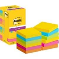 Post-it Super Sticky Notes 654-12SS-CARN 76 x 76 mm 90 Sheets Per Pad Blue, Green, Orange, Pink, Yellow Square Plain Pack of 12