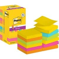 Post-it Super Sticky Z-Notes R330-SSCARN-P8+4 76x 76 mm 90 Sheets Per Pad Blue,Green,Orange,Pink,Yellow Pack of 12 (8+4 free)