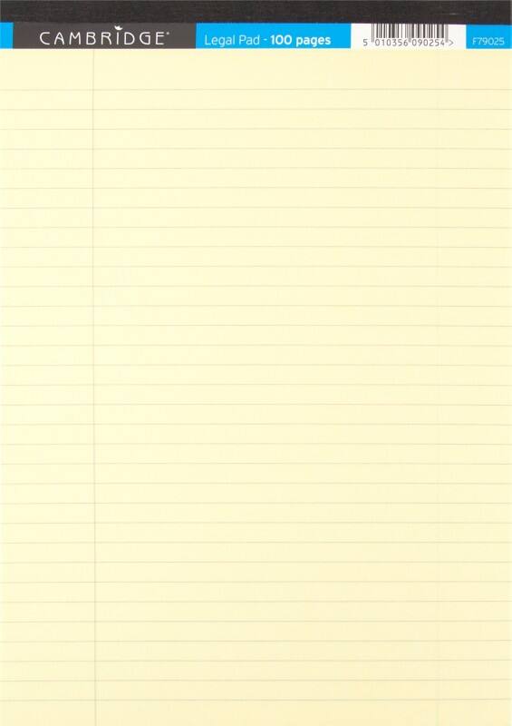 Cambridge Everyday Legal Pad Ruled Yellow 100 Pages Pack 10