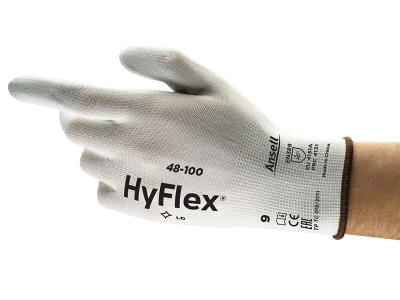 Ansell HyFlex Mechanical Protection Non-Disposable Handling Gloves PU (Polyurethane) Size 8 White 12 Pairs