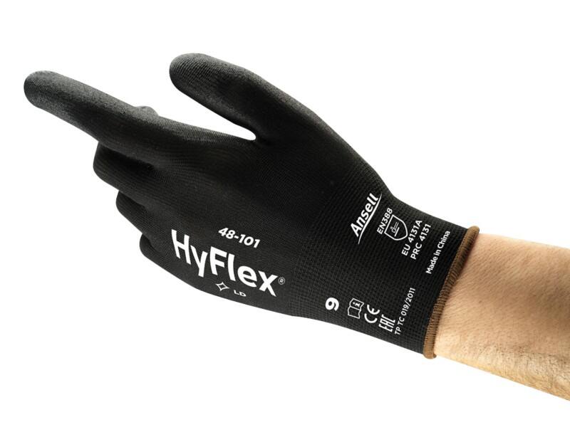 Ansell HyFlex Mechanical Protection Non-Disposable Handling Gloves PU (Polyurethane) Size 9 Black 12 Pairs