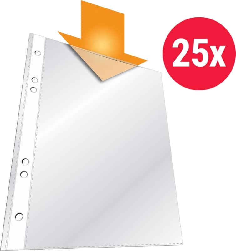 DURABLE Business Punched Pockets  A5 Orange Peel 60 microns PP (Polypropylene) Top Opening 6 Holes 2650 Pack of 25