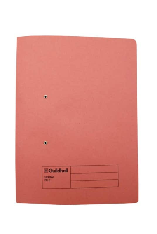 Guildhall Spiral File A4 Pink Manilla 285 gsm 285 gsm 0 Holes Pack of 25