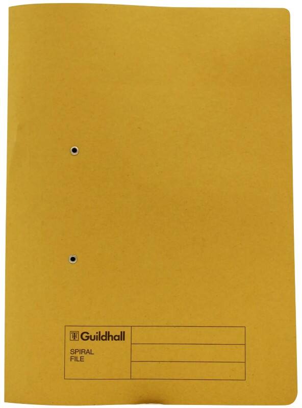 Guildhall Spiral File A4 Yellow Manilla 285 gsm 285 gsm 0 Holes Pack of 25