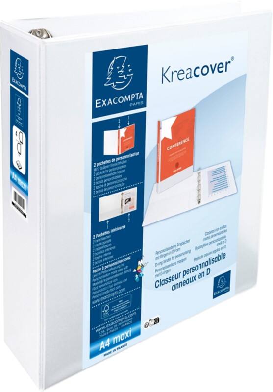 Exacompta 60 mm Presentation Ring Binder PP on board A4+ 4 Rings White 51945E