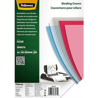 Fellowes Binding Cover PET (Polyethylene Terephthalate) 200 Mic Transparent Pack of 100