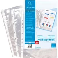 Exacompta Punched Pockets A4 Clear Transparent 0,06mm PP (Polypropylene) Up 5200E Pack of 100