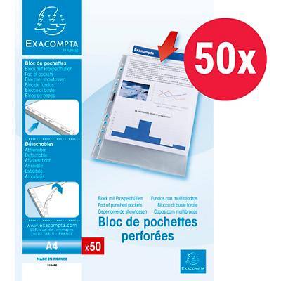 Exacompta Punched Pockets A4 Clear Transparent 0,05mm PP (Polypropylene) Up 31048E Pack of 50