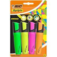BIC TANK/FLAT Highlighter Assorted Broad Chisel 4.8 mm Pack of 4