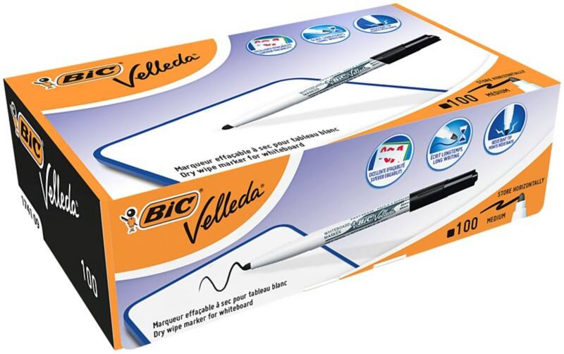 BIC Velleda 1741 Marker Black Pack of 100