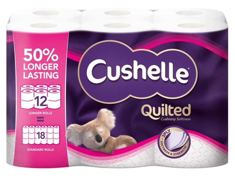 Cushelle Quilted Toilet Roll 3 Ply 4301120 12 Rolls of 236 Sheets