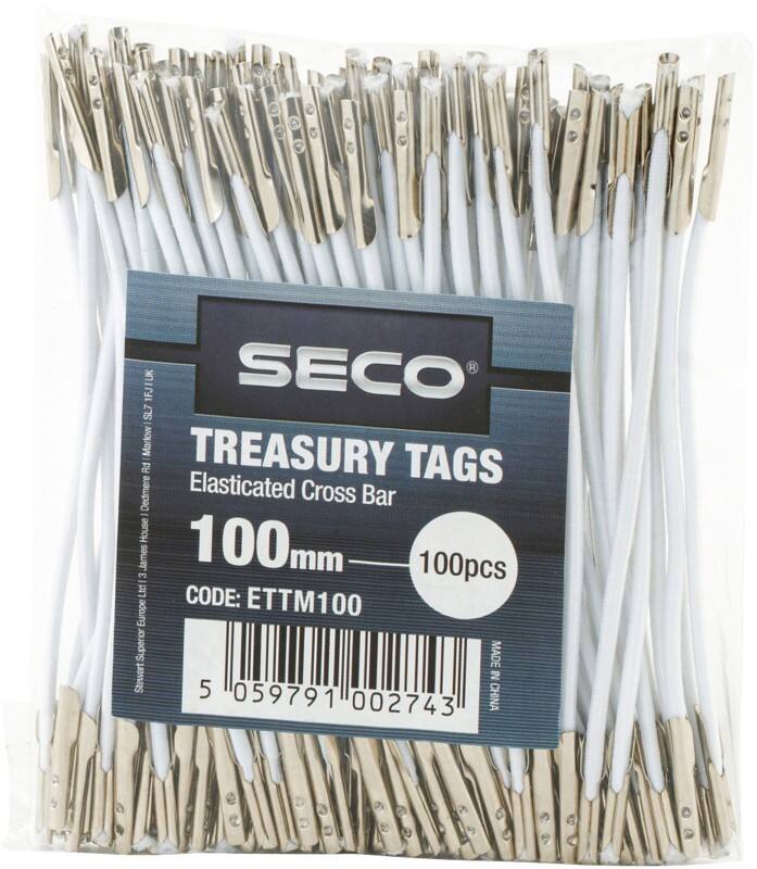 Seco Treasury Tags Metal White 100 mm Pack of 100