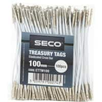 Seco Treasury Tags Metal White 100 mm Pack of 150