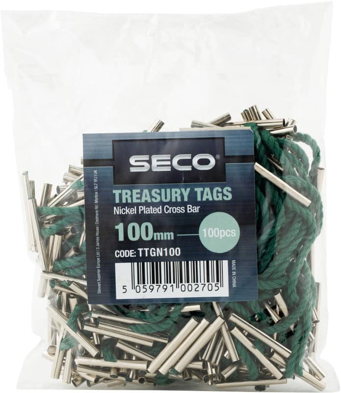 Seco Treasury Tags Metal Green 100 mm Pack of 100
