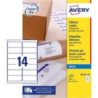 Avery Inkjet Address Labels J8163-10 adhesive A4 White 3.81 x 9.91 cm 10 Sheets of 14 Labels