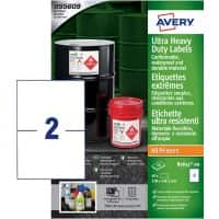 Avery Laser, Inkjet Resistant Labels B3655-20 adhesive A4 White 210 x 148 mm 40 Sheets of 2 Labels