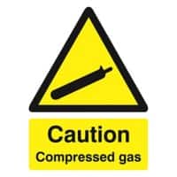 Seco Health and Safety Sign Caution Compressed Gas Self Adhesive 20 x 30 cm