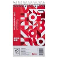 Viking Notepad 125 x 200 mm Ruled Spiral Top Bound Paper Soft Cover Red Perforated 300 Pages Pack of 10