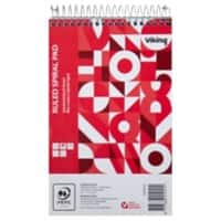 Viking Notepad 125 x 200 mm Ruled Spiral Top Bound Paper Soft Cover Red Perforated 300 Pages Pack of 5