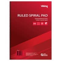 Viking Notebook A4 Ruled Spiral Side Bound Paper Soft Cover Red Perforated 100 Pages Pack of 5