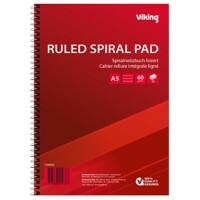 Viking Notebook A5 Ruled Spiral Side Bound Paper Soft Cover Red Perforated 100 Pages Pack of 5