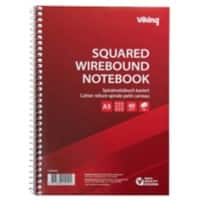 Viking Notebook A5 Squared Wire Side Bound Paper Soft Cover Red Perforated 100 Pages Pack of 5