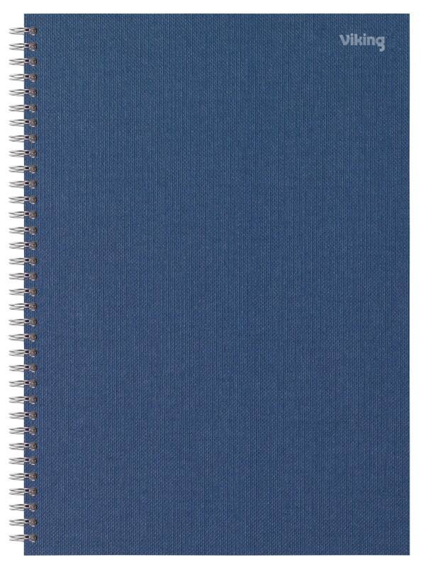 Viking Notebook A4 Ruled Twin Wire Side Bound Paper Hardback Navy Blue Perforated 160 Pages