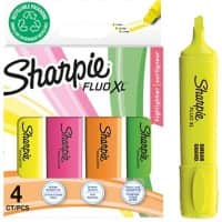 Sharpie FLUO XL Highlighter Assorted Medium Chisel 1.5-2.7 mm Non Refillable Pack of 4