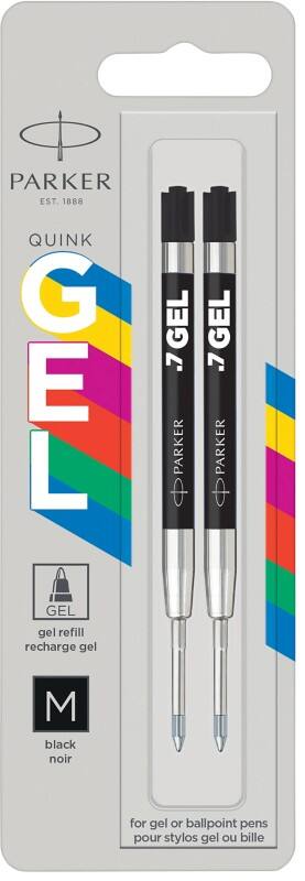 Parker S-GEL Pen Refill Black 0.7 mm Medium Ballpoint Pack of 2