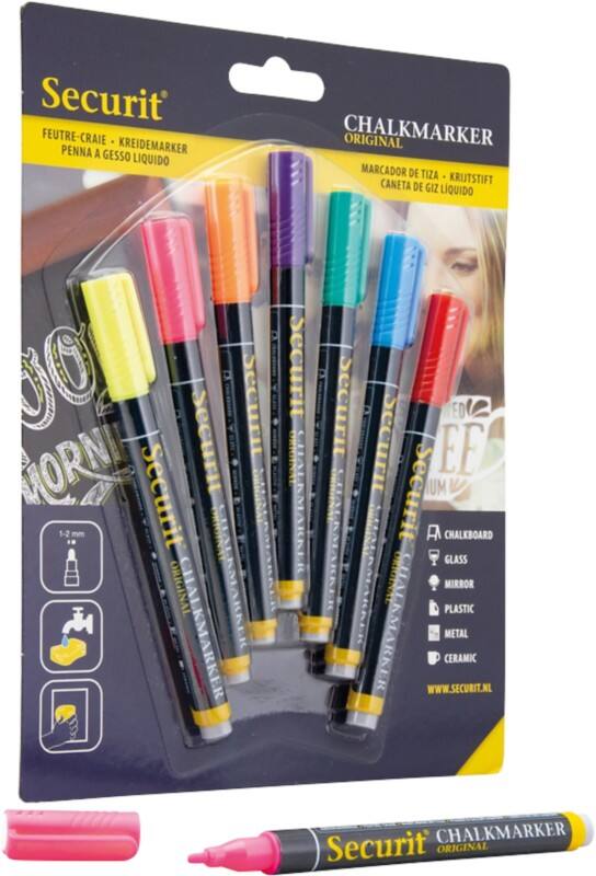 Securit BL-SMA100-V7-AS Chalk Marker Assorted Fine Chalk 1 - 2 mm Pack of 7