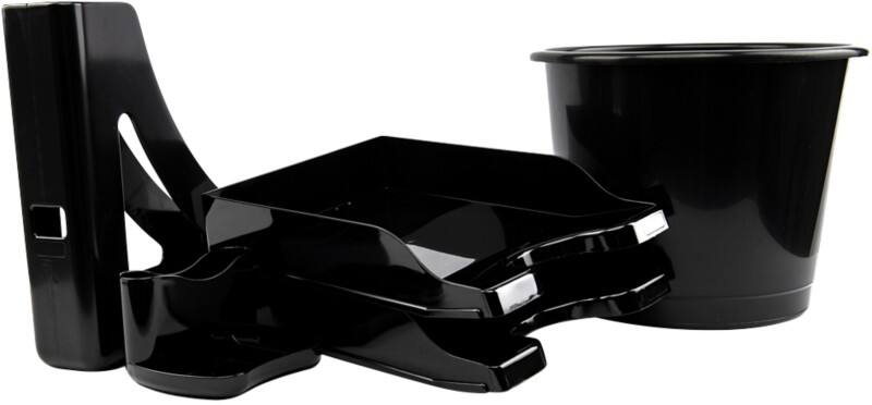 Deflecto Desk Organiser Plastic Black Set of 5