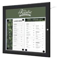 SHOWDOWN Menu Board Magnetic A4 Wall Mounted with Screws Lockable 50.5 (W) x 47.7 (H) cm Black