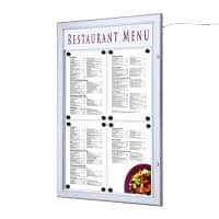 SHOWDOWN Menu Board Magnetic A4 Wall Mounted with Screws Lockable 50.5 (W) x 77.9 (H) cm Silver