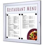 SHOWDOWN Menu Board Magnetic A4 Wall Mounted with Screws Lockable 50.5 (W) x 47.7 (H) cm Silver