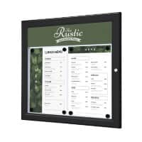 SHOWDOWN Menu Board Magnetic A4 Wall Mounted with Screws Lockable 50.5 (W) x 47.7 (H) cm Black